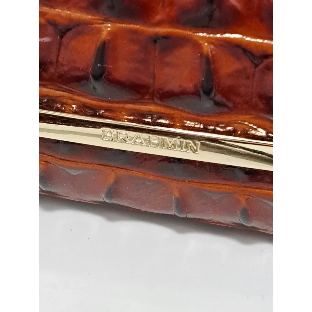 Brahmin Katie Pecan Melbourne Croc Embossed Leather Crossbody Bag Brown - Picture 16 of 16